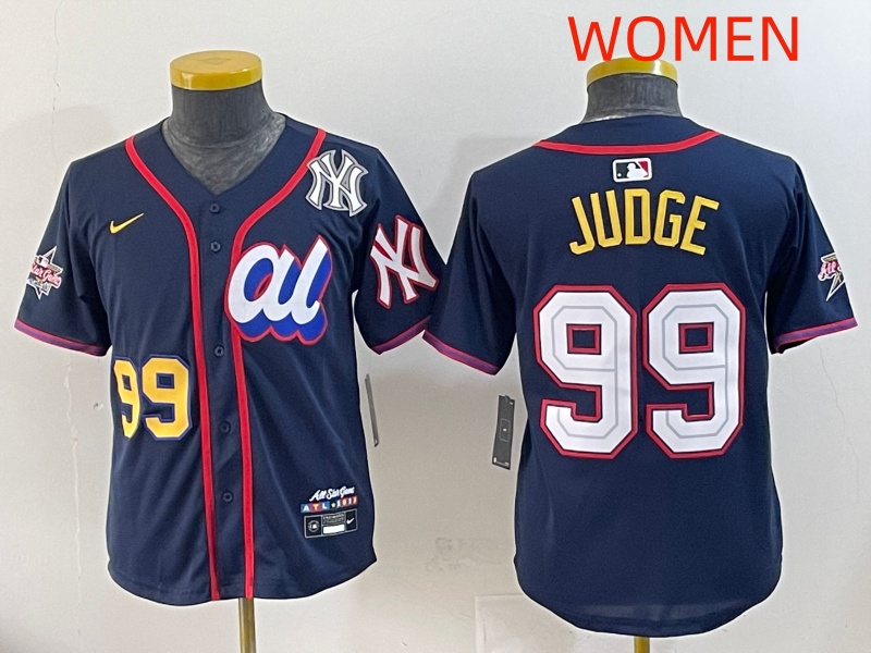 Women 2025 New York Yankees #99 Judge Drak Blue All star Blank Blue Nike MLB Jersey style 7